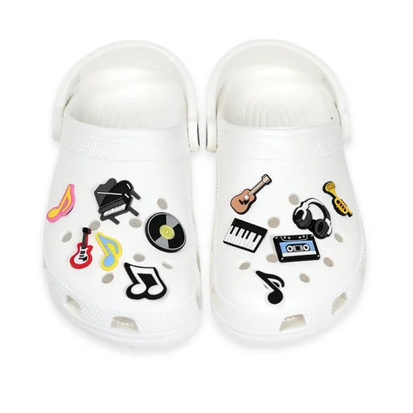 Music Shoe Charms, including guitars, pianos, vinyl records, and music notes, including guitars, pianos, vinyl records, and music notes