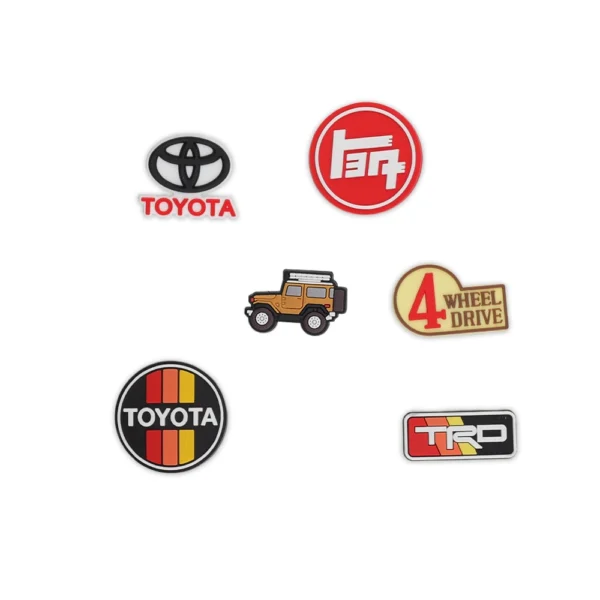 Toyota FJ40 Land Cruiser and 4x4-themed charms, perfect for off-road enthusiasts.