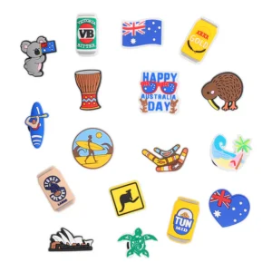 Australia shoe charms, koala, kangaroo, flag, beach, and Aussie beer set – Crocs-compatible design