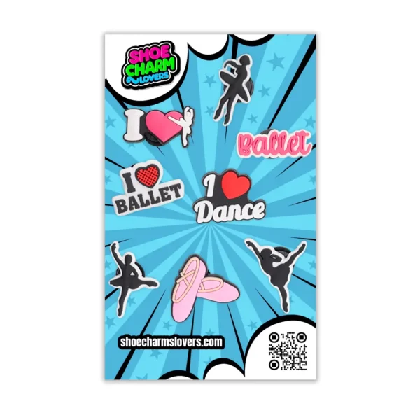 Ballet charms for Crocs – product display packaging