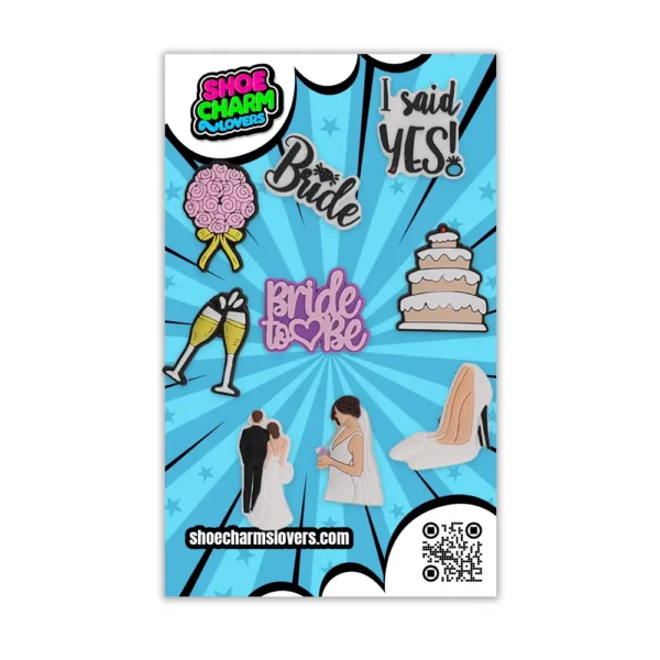 Bride Shoe Charms displayed in blister pack