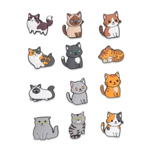Cat Shoe Charms for Crocs Bundle – 12 pastel cartoon cat charms in kawaii style