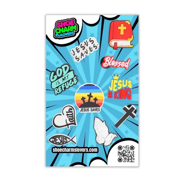 christian shoe charms packaging