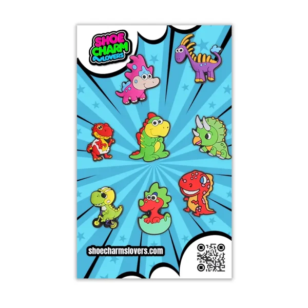 Blister with 14 cartoon dinosaur charms