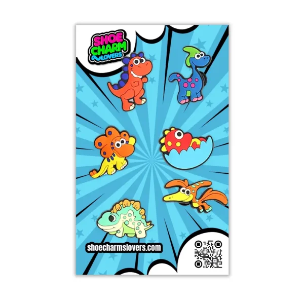 Blister with 14 cartoon dinosaur charms
