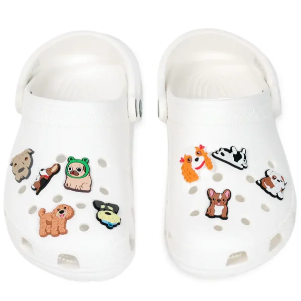 White Crocs with multiple dog charms – how to wear them with love