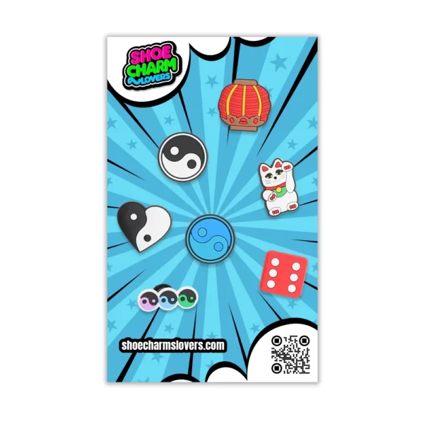 Feng Shui shoe charms in display blister pack