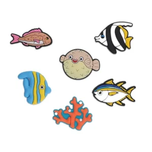 Set of fish shoe charms – tropical fish and coral designs for Crocs