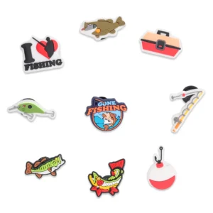 Fishing shoe charms set compatible with Crocs