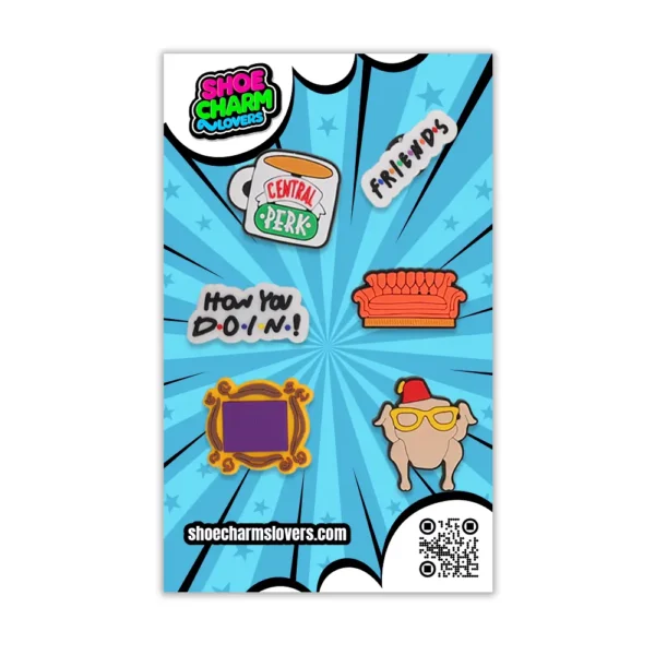 Friends shoe charms in blister packaging