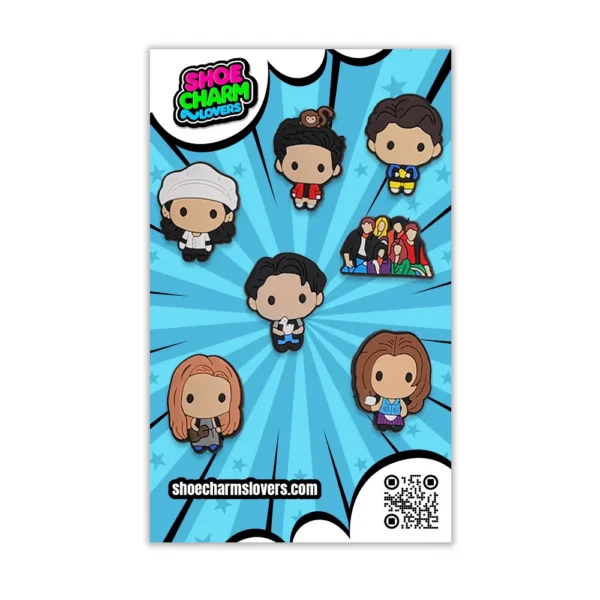 Friends shoe charms in blister packaging