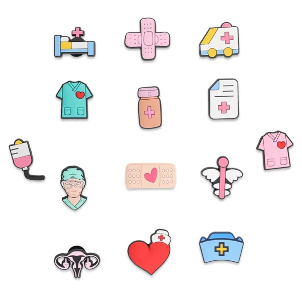 15 medical shoe charms – nursing & healthcare icons for Crocs