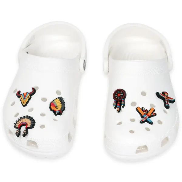 Native American charms on white Crocs – tribal style with meaning