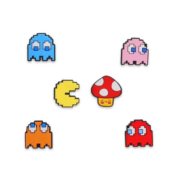 Pacman shoe charms set – pixel-style arcade icons for Crocs