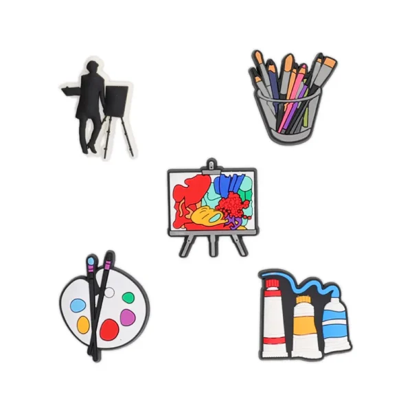 Paint Shoe Charms – Art-themed charm set with palette, brush, and paint for Crocs