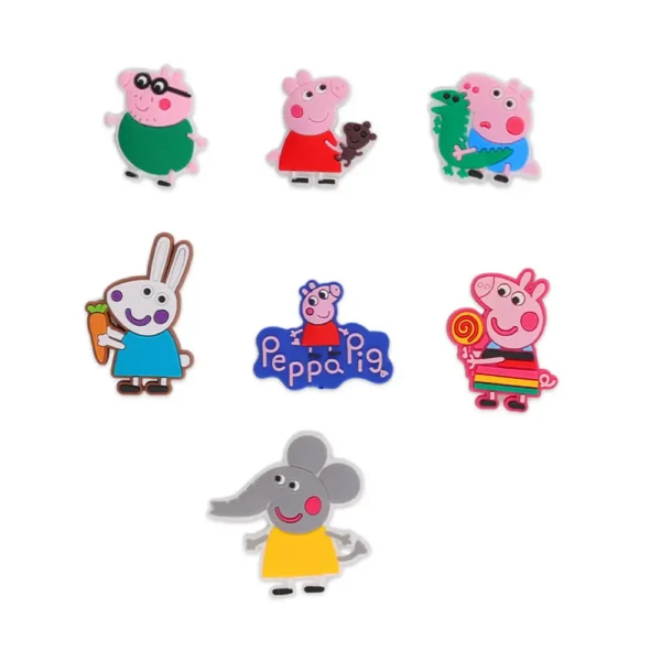 Set of Peppa Pig shoe charms – featuring characters from the beloved children’s show