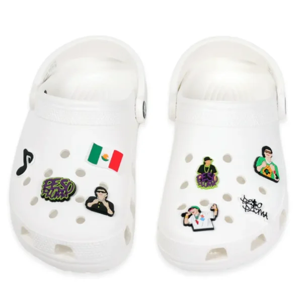 Peso Pluma charms on white Crocs – reggaeton, trap mexicano, corrido fusion style