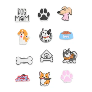 Set of puppy shoe charms – Crocs accessories with paw prints and adorable dog designs