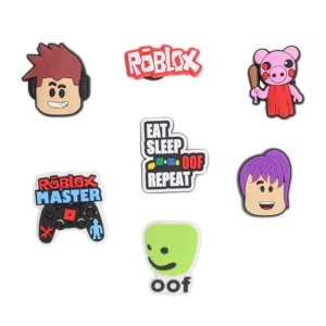 7 Roblox-style shoe charms for Crocs – Oof charm, avatar heads, Piggy, and controller