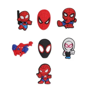 7-piece Spiderman Shoe Charms set – Peter Parker, Miles Morales, Spider-Gwen and more
