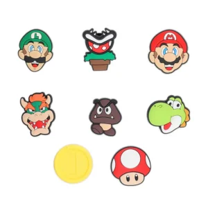 Set of 8 Super Mario shoe charms – Mario, Luigi, Yoshi, Bowser, Goomba & more characters for Crocs