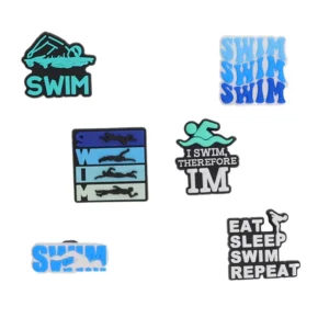 Set of 6 swimming shoe charms – aquatic and athletic theme for Crocs