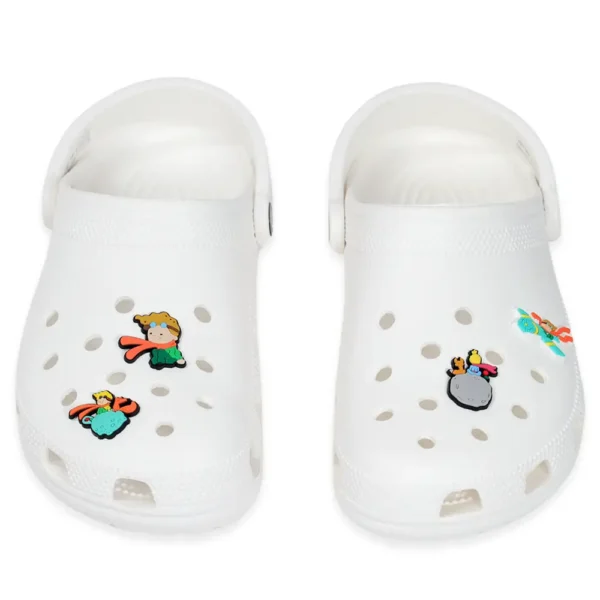The Little Prince charms shown on white Crocs