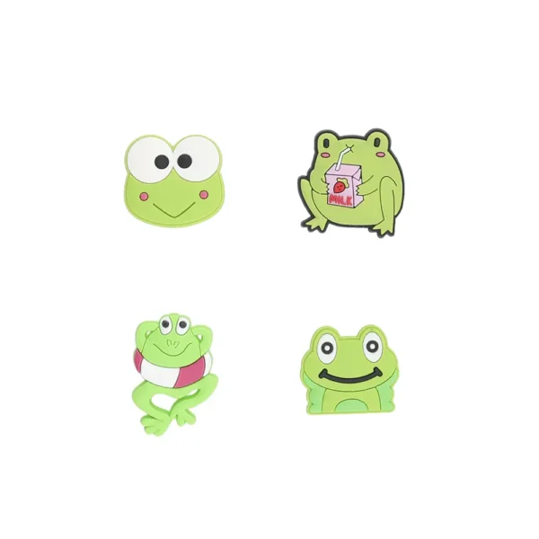 Frog Shoe Charms Bundle – 4 pastel-colored, kawaii frog charms for Crocs