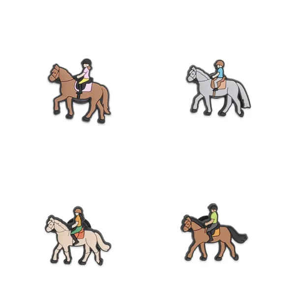 Horse riding shoe charms bundle – 4 dynamic jockeys on horseback. Sporty equestrian style.