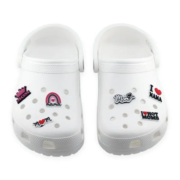 Mom Shoe Charms Bundle on white Crocs – a heartfelt, stylish touch