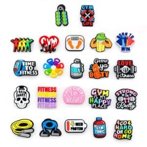 Fitness Gym Shoe Charms – PVC Workout & Motivation Charms for Clogs, Sneakers, Bags and Bracelets